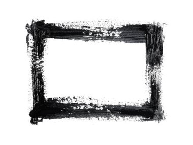 Siyah el çizimi fırça darbesi, akrilik boya. Klipsli çizgi sanatı, beyaz arkaplanda izole et.