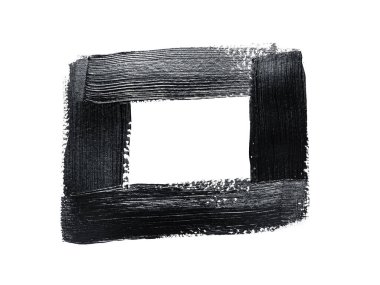 Siyah el çizimi fırça darbesi, akrilik boya. Klipsli çizgi sanatı, beyaz arkaplanda izole et.