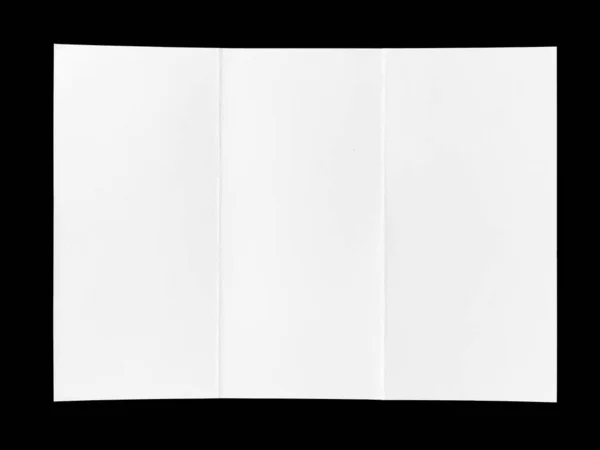 Повна Сторінка Білого Паперу Складеного Ізольованого Чорному Тлі — стокове фото