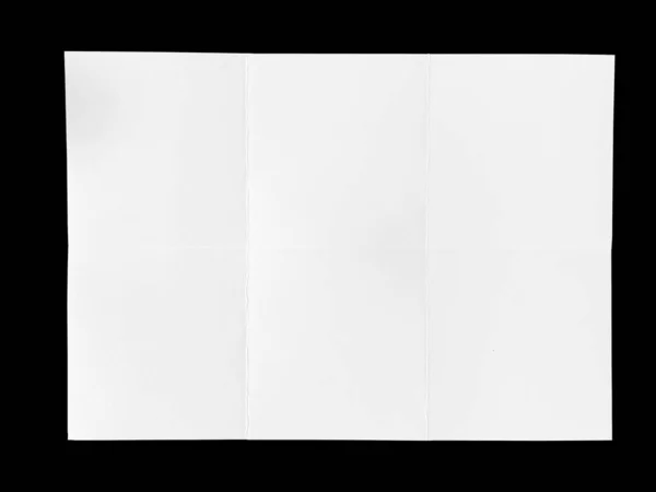 Teljes Oldal Fehér Papír Hajtogatott Elszigetelt Fekete Alapon — Stock Fotó