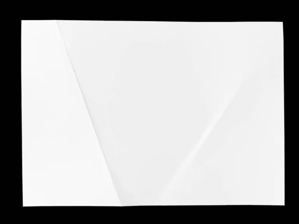 Повна Сторінка Білого Паперу Складеного Ізольованого Чорному Тлі — стокове фото