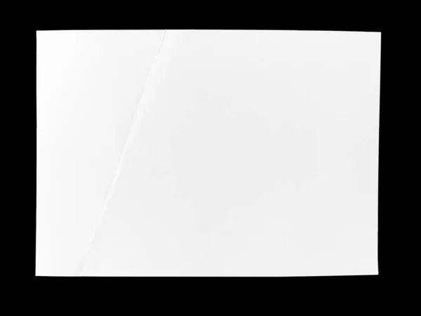 Pleine Page Papier Blanc Plié Isolé Sur Fond Noir — Photo