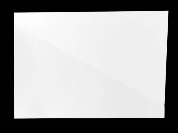 Full Page White Paper Folded Isolated Black Background — Stock Photo, Image