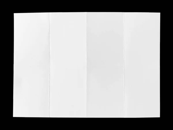 Полная Страница Белой Бумаги Сложенной Изолированной Черном Фоне — стоковое фото