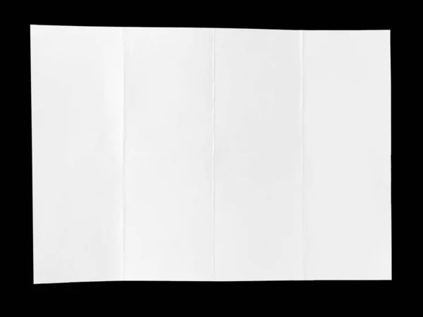 Pleine Page Papier Blanc Plié Isolé Sur Fond Noir — Photo