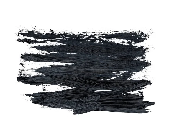 Zwarte Handgetekende Textuur Penseelstreek Acrylverf Gestructureerde Lijn Clip Art Isoleren — Stockfoto