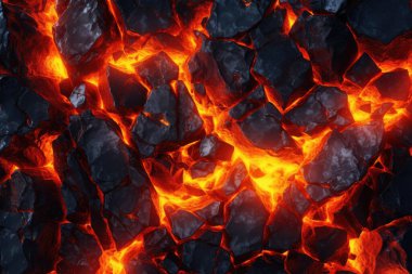 Soyut Volkanik Arkaplan: 3D Soğutulmuş Bazaltik Lava. Doğanın Gücünün Büyüleyici Gösterimi