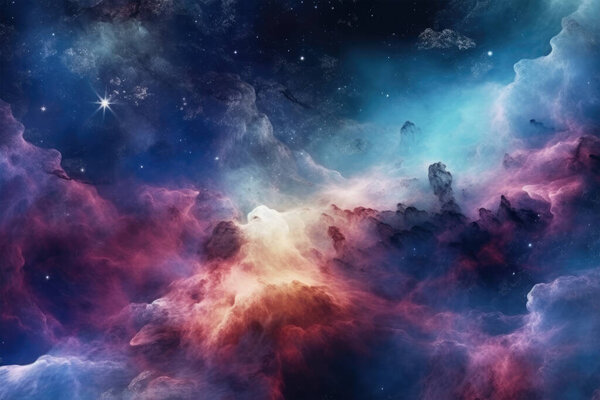 Deep Space Nebula and Galaxies: Stunning Cosmic Display. NASA-Furnished Elements Enhance the Image's Authenticity