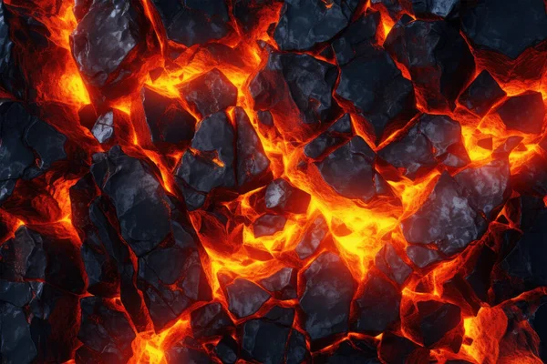 Soyut Volkanik Arkaplan: 3D Soğutulmuş Bazaltik Lava. Doğanın Gücünün Büyüleyici Gösterimi