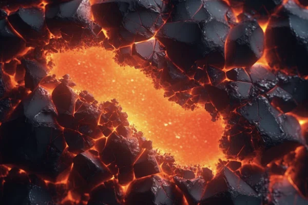 Streszczenie Wulkaniczne Tło Renderowane Chłodzone Basaltic Lava Urzekający Pokaz Siły — Zdjęcie stockowe