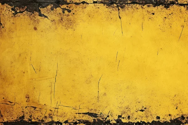 Levendige Gele Grunge Wall Textuur Verstoorde Achtergrond Met Vet Karakter — Stockfoto