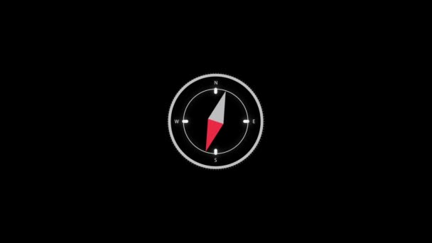 Kompass Und Time Hud Animiertes Symbol Isoliert Auf Transparentem Hintergrund — Stockvideo