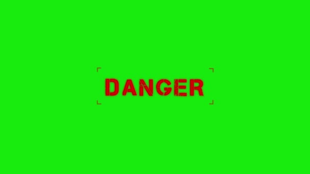 Animáció Danger Szöveg Figyelmeztető Ikon Animáció Veszély Ikonok Figyelmeztetés Zöld — Stock videók
