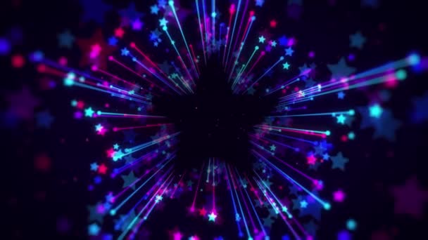 Bunte Teilchen Event Game Trailer Titel Hintergrund Der Cineastischen Konzertbühne — Stockvideo