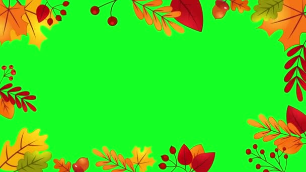 Herfst Bladeren Frame Animatie Met Chroma Key Color — Stockvideo
