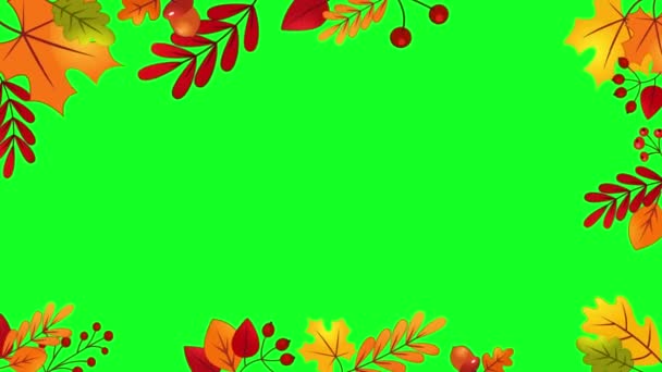 Herfst Bladeren Frame Animatie Met Chroma Key Color — Stockvideo