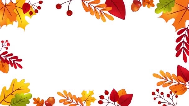 Autumn Leaves Frame Animation Dengan Warna Kunci Chroma — Stok Video