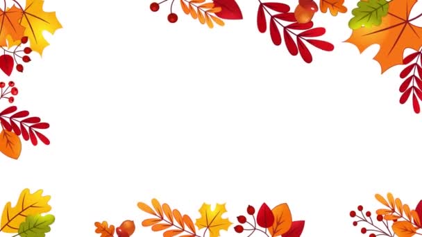 Autumn Leaves Frame Animation Dengan Warna Kunci Chroma — Stok Video