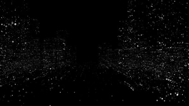 Tecnología Abstracta Animada Fondo Oscuro Con Elementos Aleatorios Brillantes Datos — Vídeos de Stock