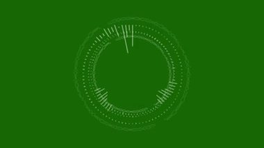Dairesel Arayüz HUD Tasarımı - Müzik Dengeleyicisi ve Infographic Elementleri, Ses Dalgaları, Ses Frekans Çizgileri, Teknoloji ve Bilim Analizi Teması, 4K Video İşleme Görüntülerinde Kullanılabilir