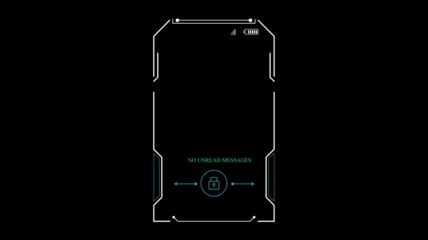 Siyah Arkaplanda Hud Akıllı Telefon Arayüzü Çerçevesi Dijital Ekran Mobil — Stok video