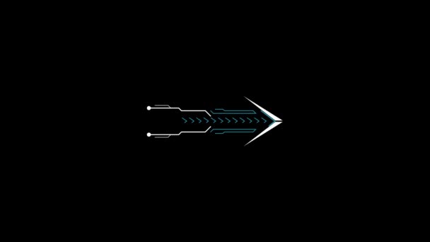 Технологические Футуристические Элементы Hud Arrow Черном Фоне Анимация Стрелками Шаблон — стоковое видео
