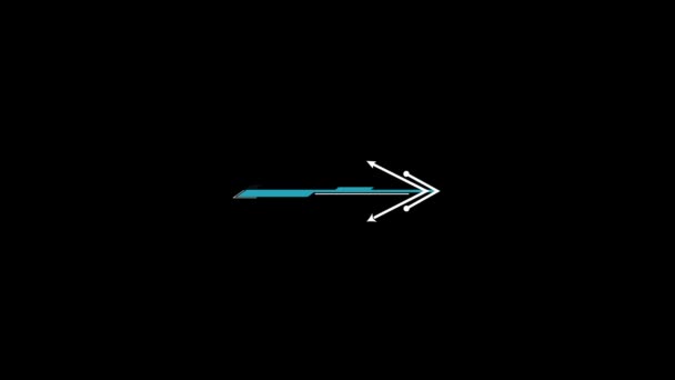 Технологические Футуристические Элементы Hud Arrow Черном Фоне Анимация Стрелками Шаблон — стоковое видео