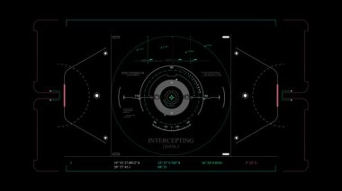 Hedef Çember 2D HUD (Başlıklar Yukarı Ekranı) Tasarım Animasyonu - 4K içerisinde Gelecek Yükleme Ekran Arayüzü, Oyun veya Drone Görüntüsü