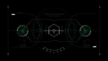 Hedef Çember 2D HUD (Başlıklar Yukarı Ekranı) Tasarım Animasyonu - 4K içerisinde Gelecek Yükleme Ekran Arayüzü, Oyun veya Drone Görüntüsü