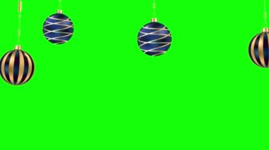 3 Boyutlu Noel Baloları ve Noel Yıldızları Yeşil Ekranda İzole Edildi - Xmas 'ı Kutlamak ve Kutlamak İçin Kavram