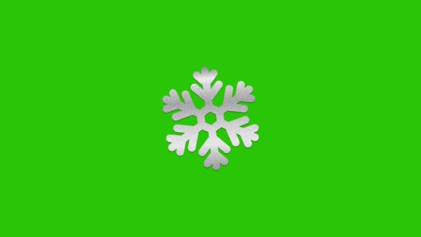 Rotating Snowflake Płynnej Pętli Zielonym Ekranie — Wideo stockowe