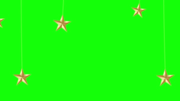 Гойдалки Різдвяні Кульки Різдвяні Зірки Ізольовані Зеленому Екрані Концепція Святкування — стокове відео