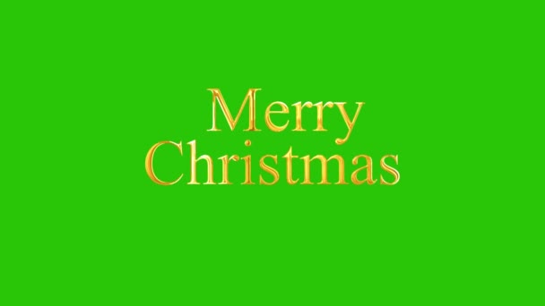 Merry Christmas Golden Text Sparkles Green Screen Shiny Glowing Particles — Stock Video
