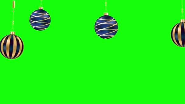 Swinging Χριστουγεννιάτικες Μπάλες Και Αστέρια Των Χριστουγέννων Απομονώνονται Στην Πράσινη — Αρχείο Βίντεο