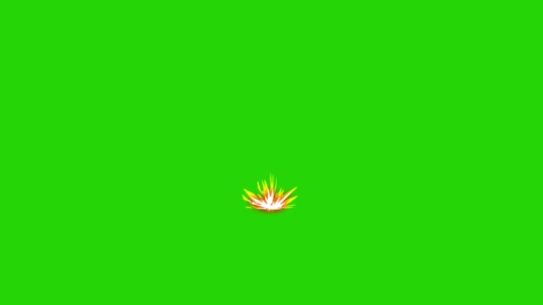 アニメーションガンショット火災と煙 漫画効果 アルファチャンネル有効 グリーンスクリーン — ストック動画
