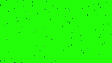 Yeşil Ekranda 4K Yağmur Çizgi Filmi Animasyonu - Su Damlası Animasyonu, Krom Anahtar Yağmuru ve Aydınlatma Efekti