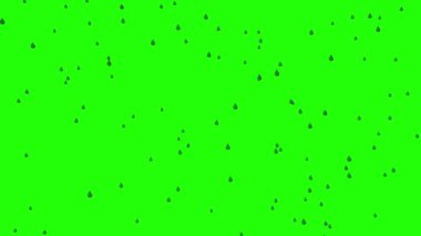 Yeşil Ekranda 4K Yağmur Çizgi Filmi Animasyonu - Su Damlası Animasyonu, Krom Anahtar Yağmuru ve Aydınlatma Efekti
