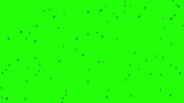Yeşil Ekranda 4K Yağmur Çizgi Filmi Animasyonu - Su Damlası Animasyonu, Krom Anahtar Yağmuru ve Aydınlatma Efekti