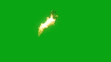 Yüksek Kaliteli İzole Ateş Çemberi - Görsel Efektler ve Hareket Grafikleri için ideal. Yeşil Ekran Arkaplanında Yanan Ateş Halkası