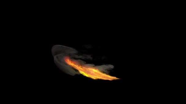 ブラックスクリーンでの短期間の火災と煙の雲による暴力的な爆発 爆発物 放射能の炎効果 アニメーション4K — ストック動画
