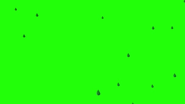 Yeşil Ekranda Yağmur Çizgi Filmi Animasyonu Damlası Animasyonu Krom Anahtar — Stok video
