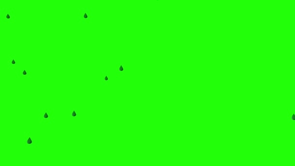 Rain Cartoon Animation Green Screen Water Drop Animation Βροχή Chroma — Αρχείο Βίντεο