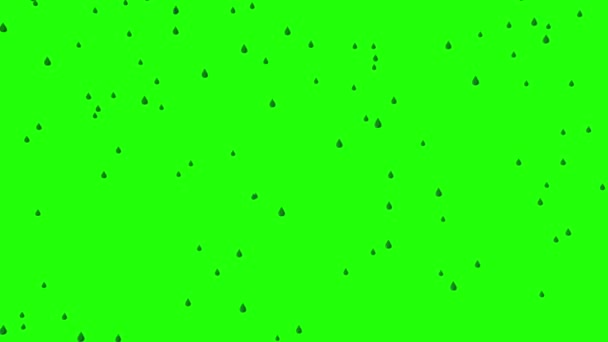 Animacja Rain Cartoon Zielonym Ekranie Animacja Water Drop Deszcz Klawiszem — Wideo stockowe