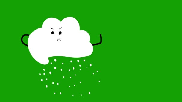 Carino Cartone Animato Inverno Neve Nuvola Animata Adesivo Isolato Schermo — Video Stock