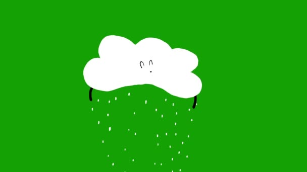 Cute Cartoon Winter Snow Cloud Animated Sticker Isolated Green Screen — Stock Video