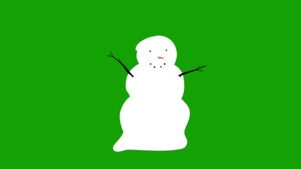 Cartoon Snowman Effect Animation Loop Відеографіка Руху Зеленому Екрані Альфа — стокове відео