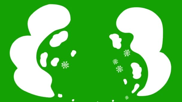 白い漫画の雪の爆発グリーン スクリーンで広がる ビデオ遷移 — ストック動画