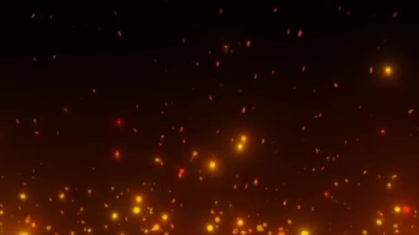Firestorm Texture Bokeh Lights Black Background Shot Flying Fire Sparks — Stock Video