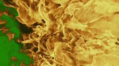 Yeşil Ekran Arkaplanında Yangın Patlaması - Yanan Yangın