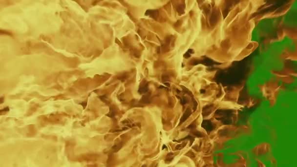 グリーン スクリーン バックグラウンドにおける火災爆発の移行 燃える火災 — ストック動画